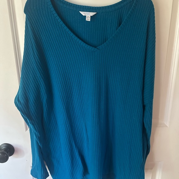 Xl Time and Tru Women's V-Neck Sweater - Teal - Picture 1 of 3